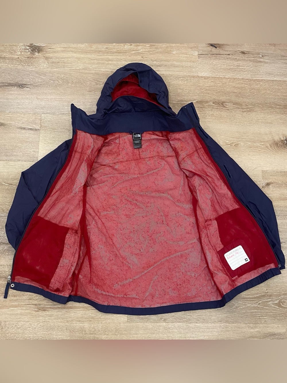The North Face Hooded Hyvent Meshlined Windbreaker Size XL (18/20) Navy EUC - Picture 8 of 11